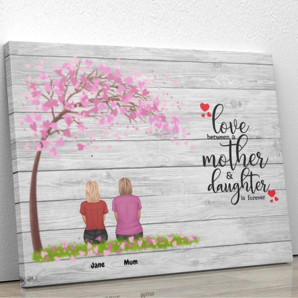 Love Between A Mother & Daughter Pink Tree Canvas Print
